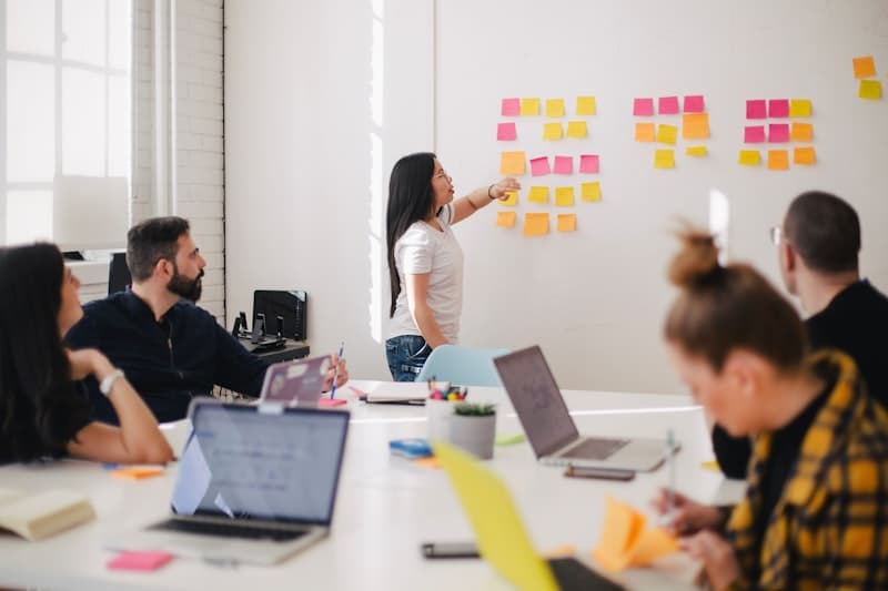 Team brainstorming in a workshop setting